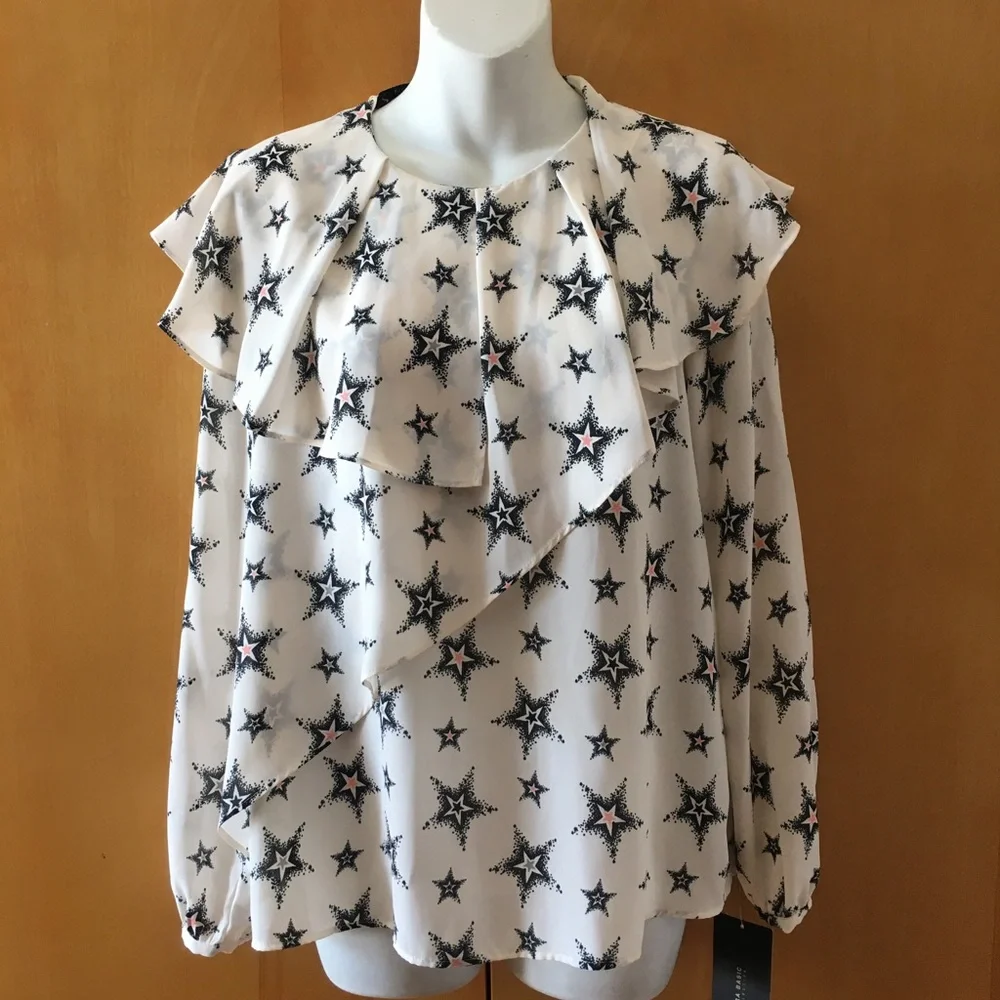 NWT - Zara Ruffled blouse with stars - Picture 3 of 10